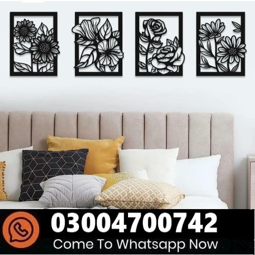 4 Pcs Flower Design Wall Hanging In Pakistan