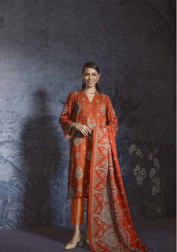 3Pcs Women's Untitched Lawn Printed Suit In Pakistsan - Image 2