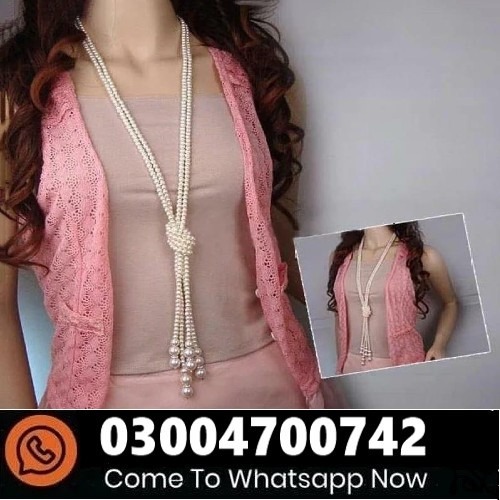 Trendy Double Knotted Long Peart Multi Layered Necklace In Pakistan